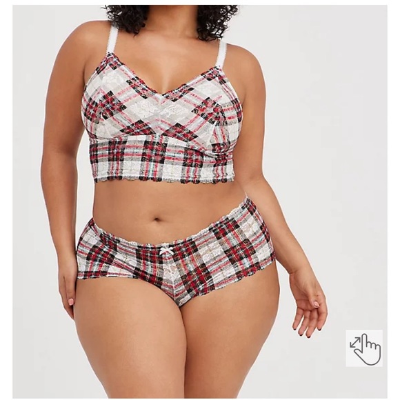 torrid Other - Torrid Bralette & Panty Set. Lace Plaid White & Red. Size 3X NWT